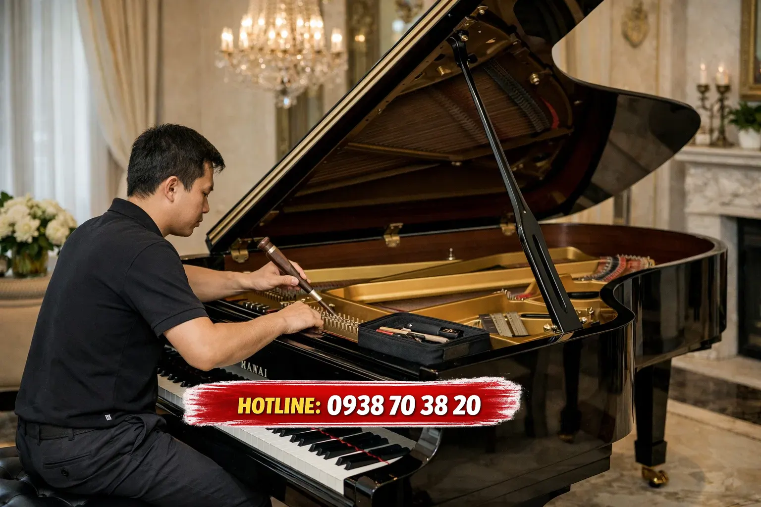 Lên dây grand piano Kawai