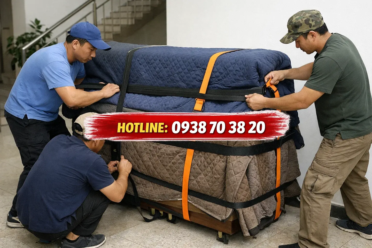 Đội ngũ vận chuyển piano chuyên nghiệp tại chung cư cũ Quận 10